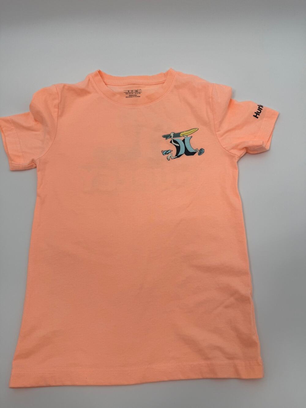 Hurley Youth Small Surf Graphic T Shirt Peach Coral Short Sleeve Boys 8 10